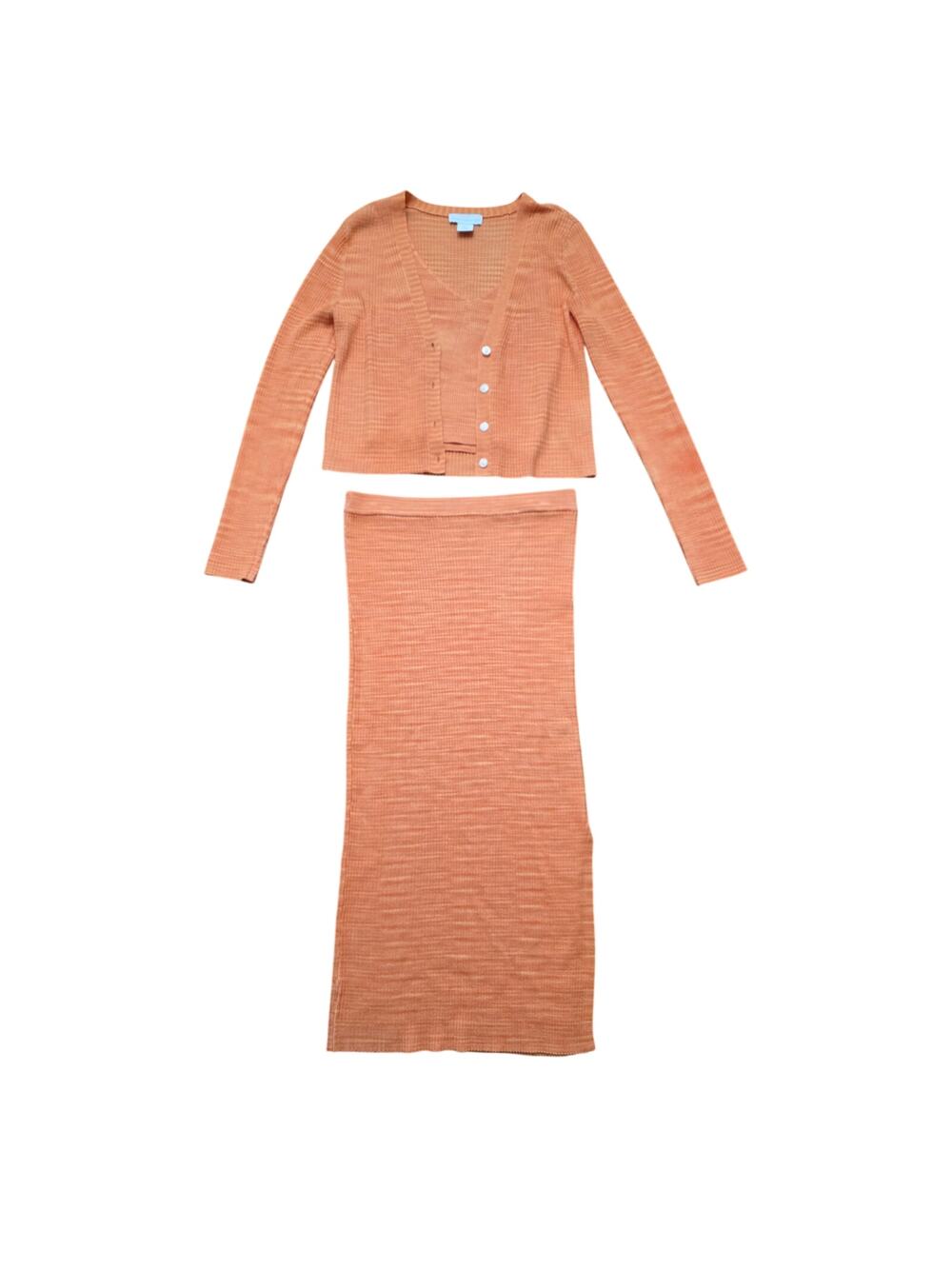 NWOT House of Harlow 3 Piece Orange Sweater Skirt Set Size Small
